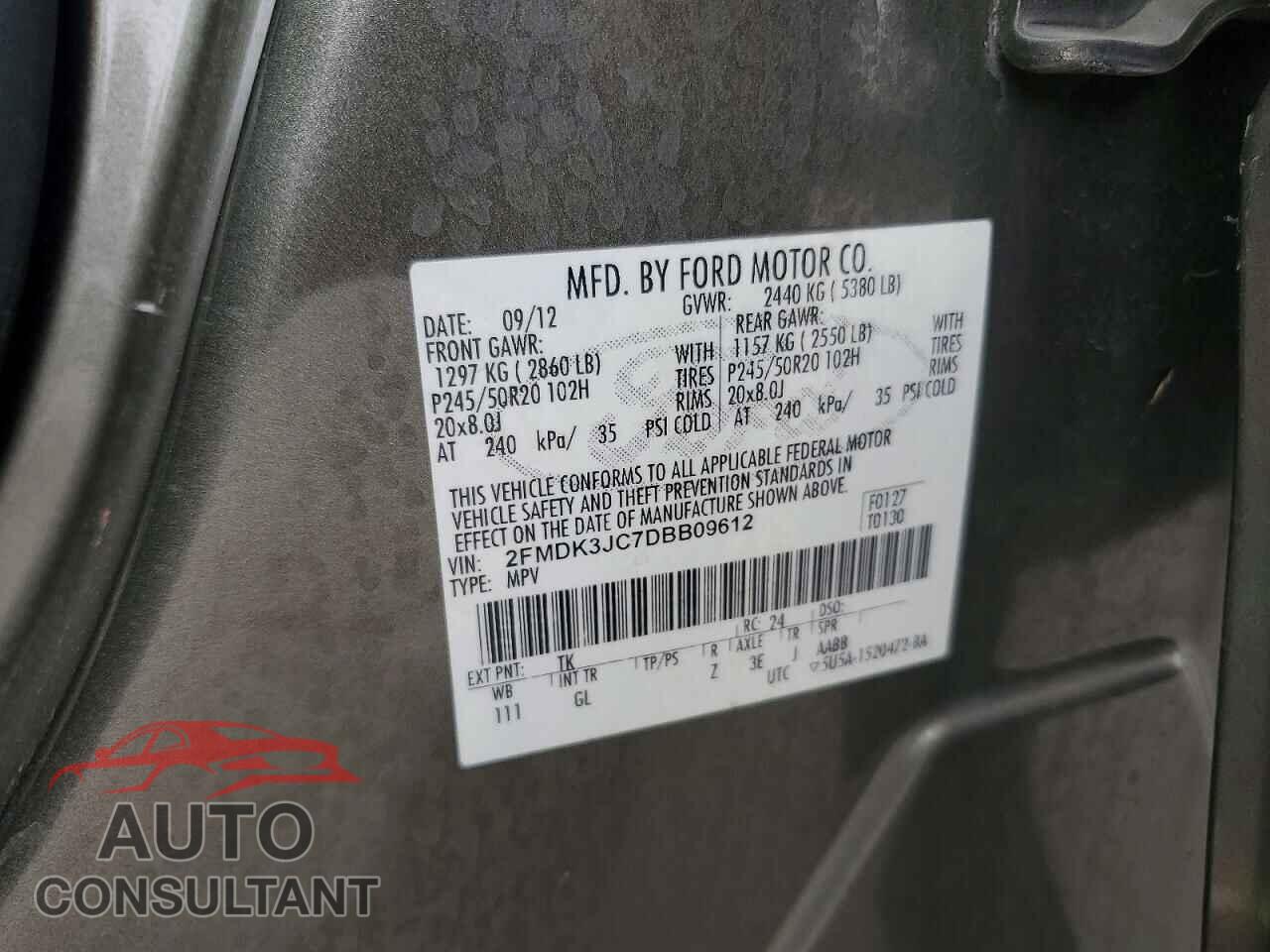 FORD EDGE 2013 - 2FMDK3JC7DBB09612