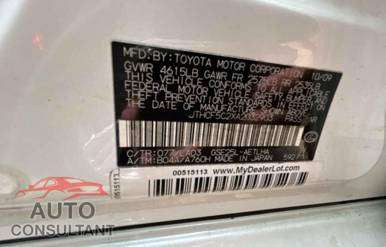 LEXUS IS 2010 - JTHCF5C2XA2032903