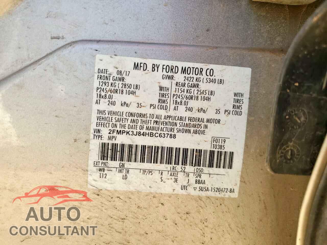 FORD EDGE 2017 - 2FMPK3J84HBC63788