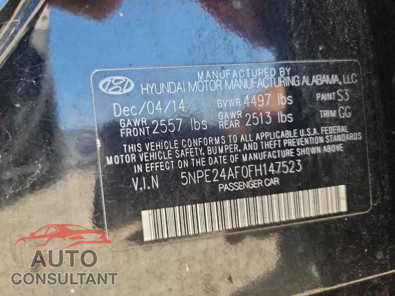 HYUNDAI SONATA 2015 - 5NPE24AF0FH147523