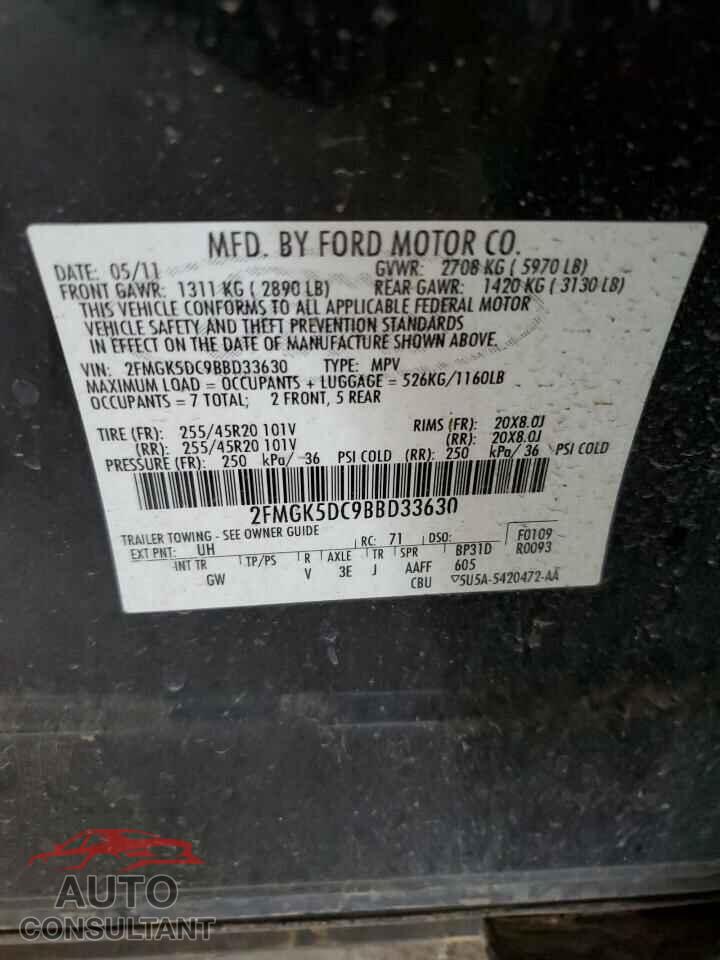 FORD FLEX 2011 - 2FMGK5DC9BBD33630