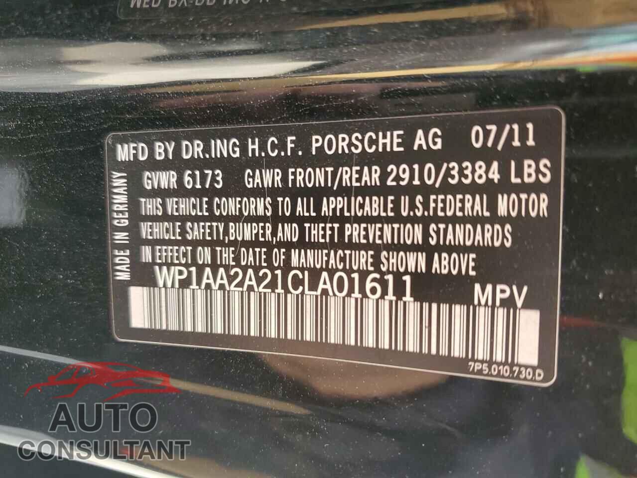 PORSCHE CAYENNE 2012 - WP1AA2A21CLA01611