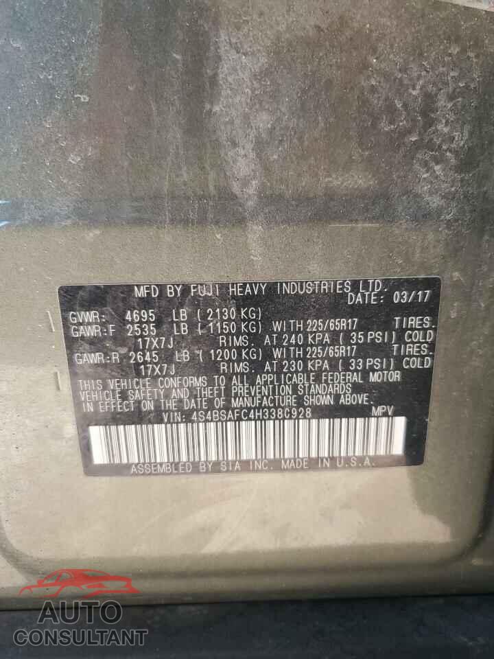 SUBARU OUTBACK 2017 - 4S4BSAFC4H3380928