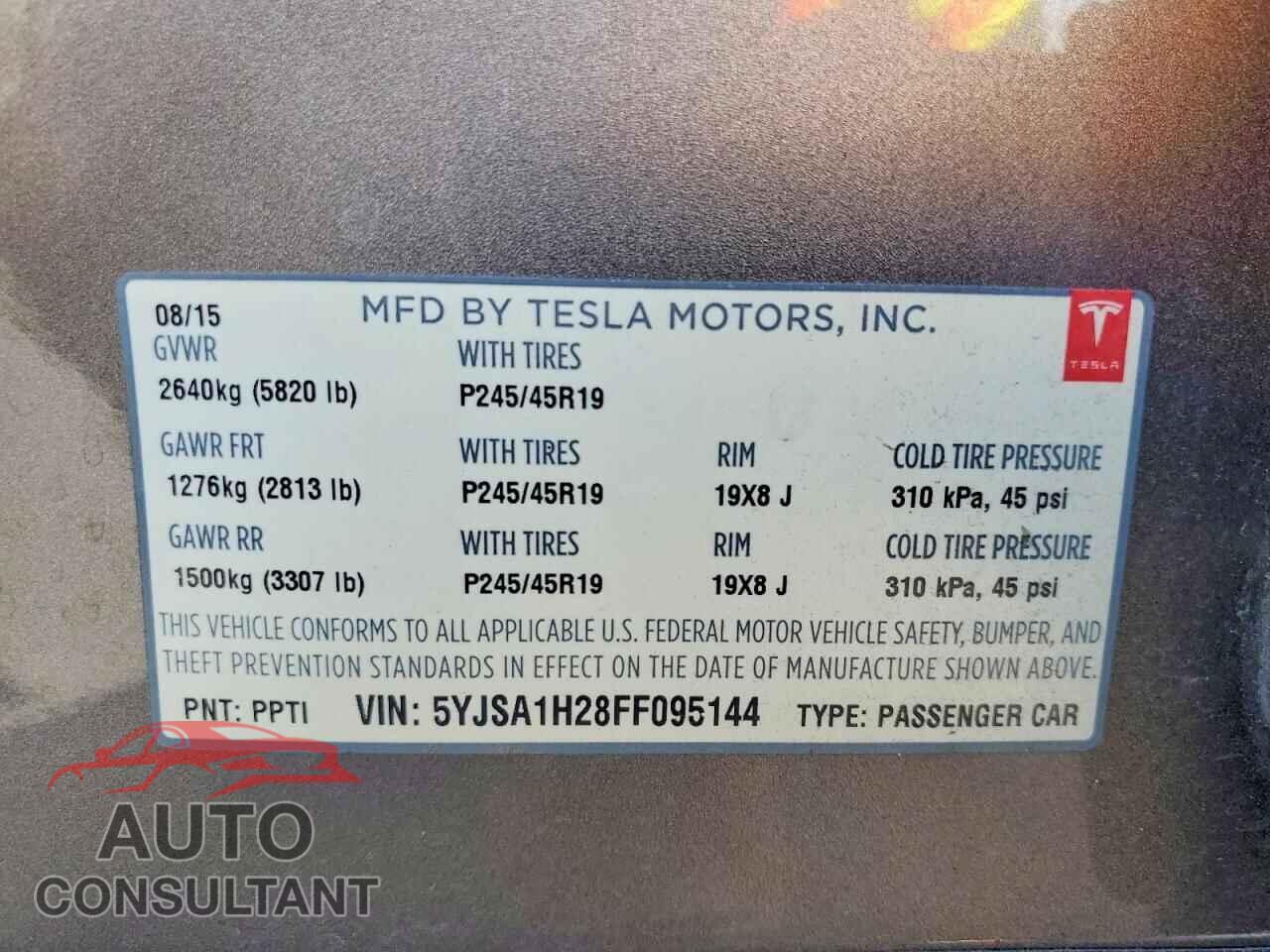 TESLA MODEL S 2015 - 5YJSA1H28FF095144