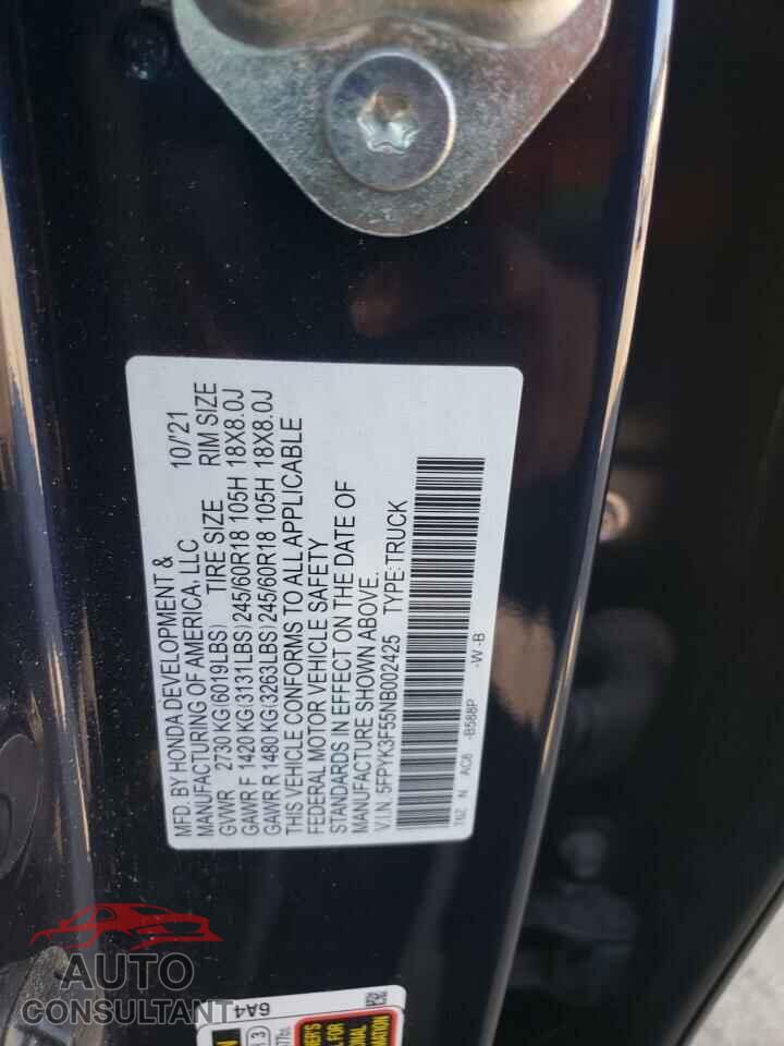 HONDA RIDGELINE 2022 - 5FPYK3F55NB002425