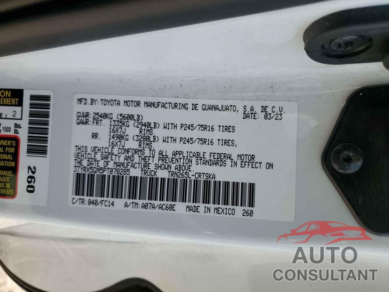 TOYOTA TACOMA 2023 - 3TYRX5GN5PT078285
