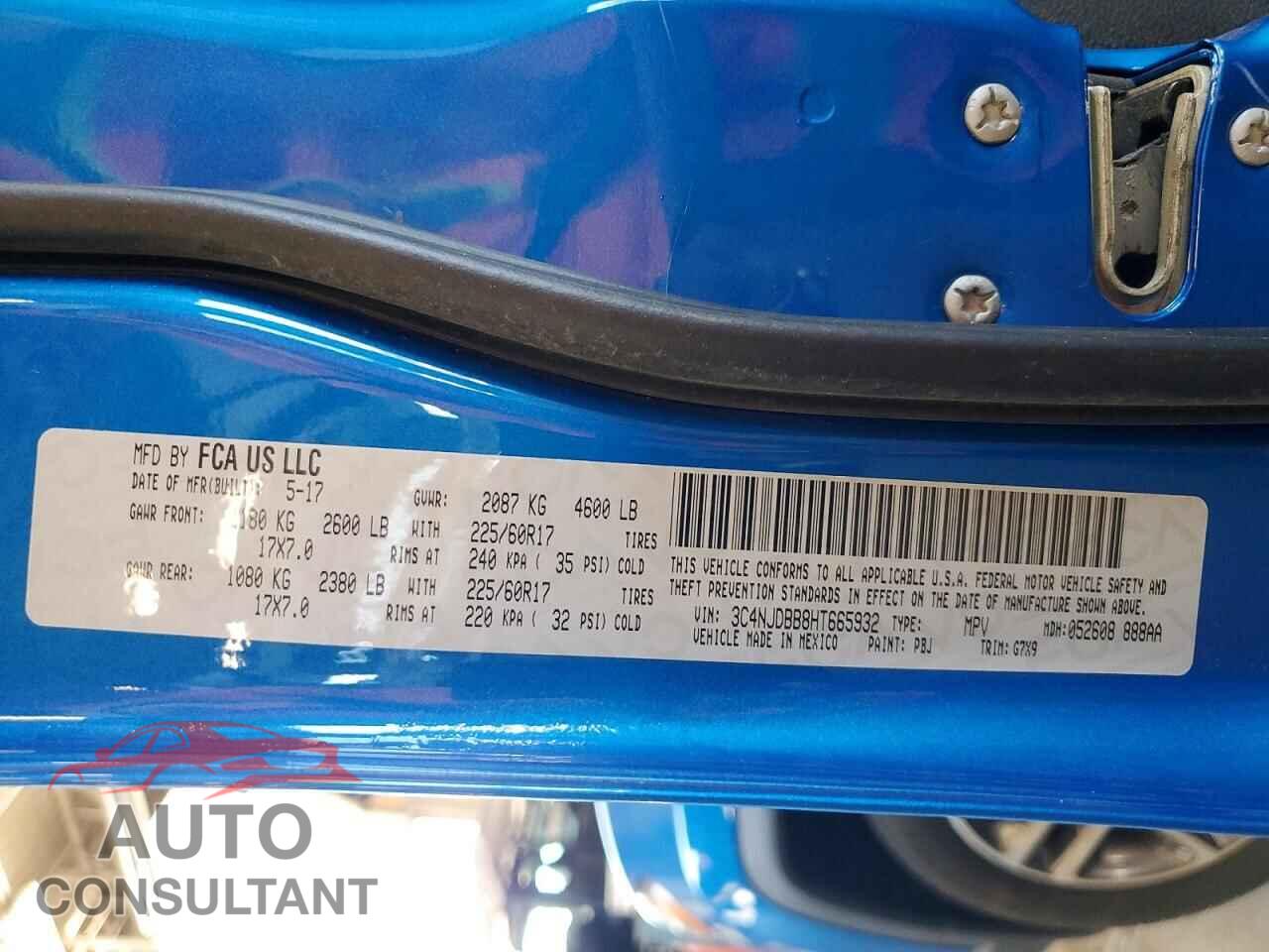 JEEP COMPASS 2017 - 3C4NJDBB8HT665932