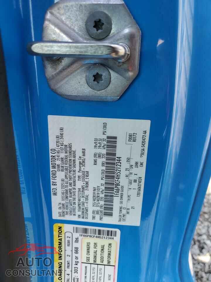 FORD MUSTANG 2017 - 1FA6P8CF4H5212344