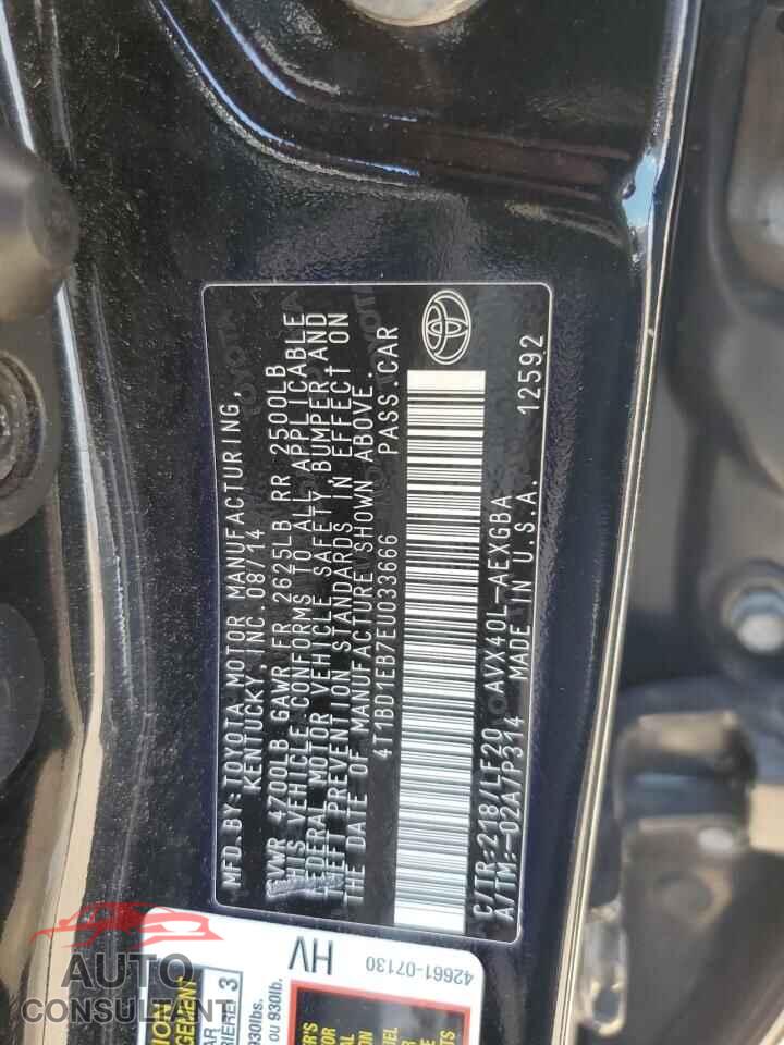 TOYOTA AVALON 2014 - 4T1BD1EB7EU033666