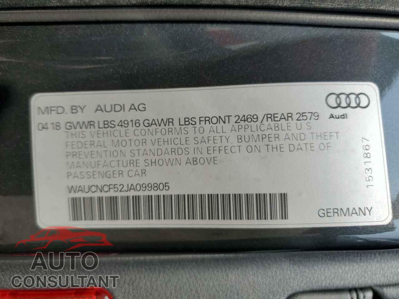 AUDI A5 2018 - WAUCNCF52JA099805