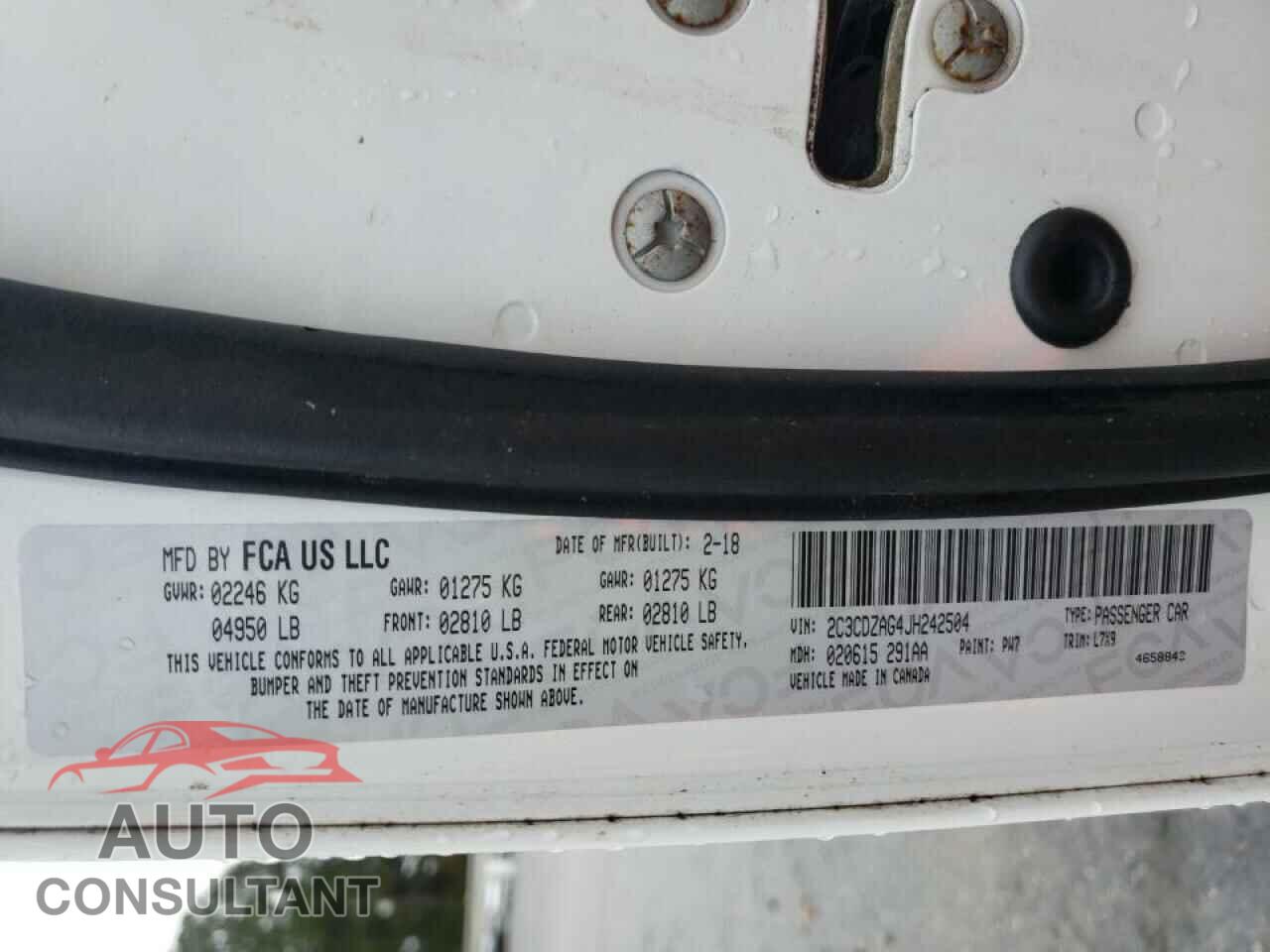 DODGE CHALLENGER 2018 - 2C3CDZAG4JH242504