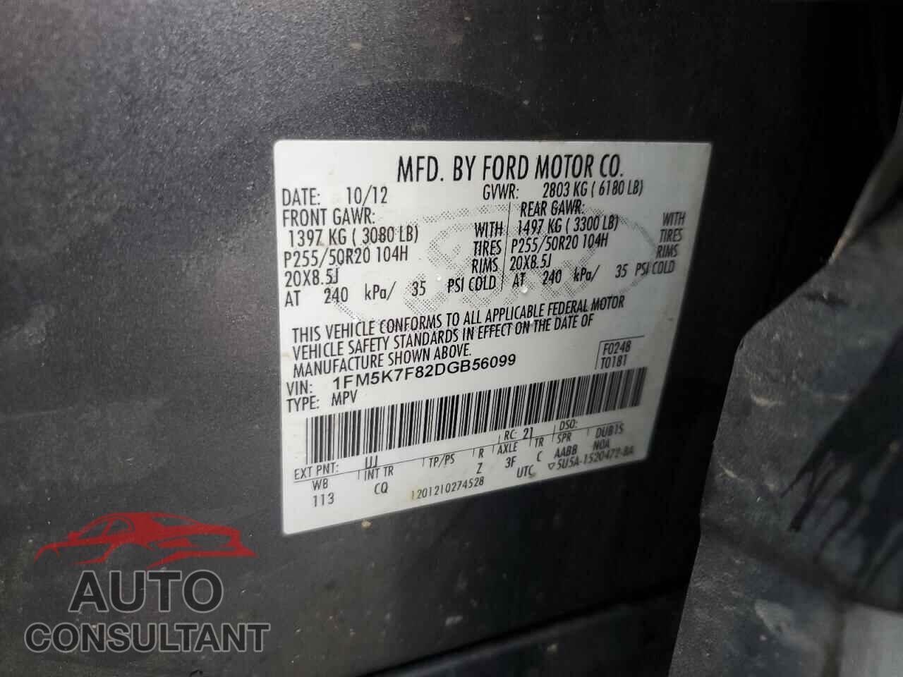FORD EXPLORER 2013 - 1FM5K7F82DGB56099