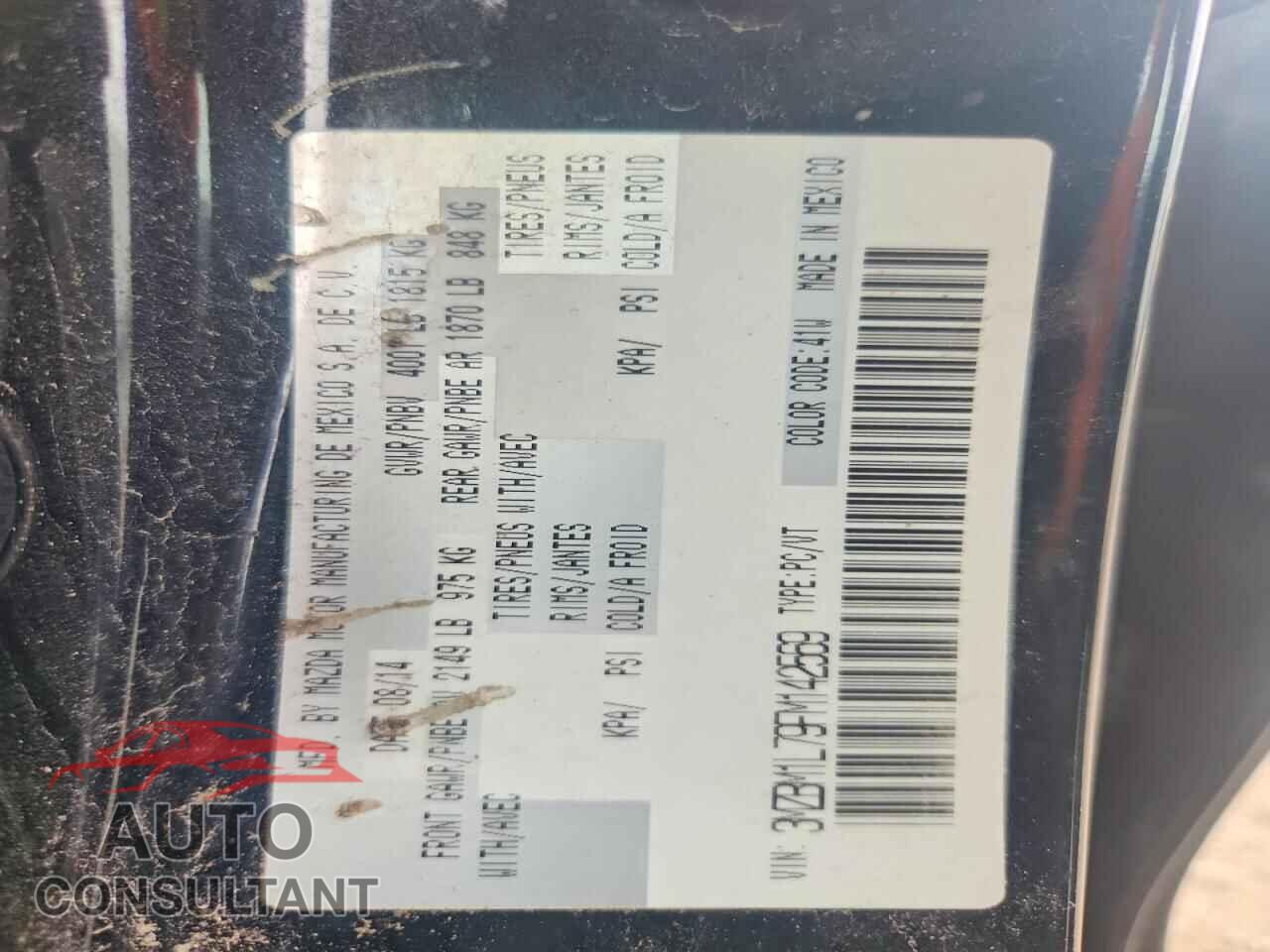 MAZDA 3 2015 - 3MZBM1L79FM142569