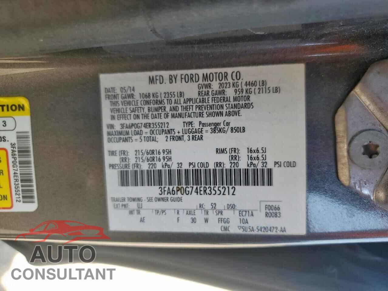 FORD FUSION 2014 - 3FA6P0G74ER355212