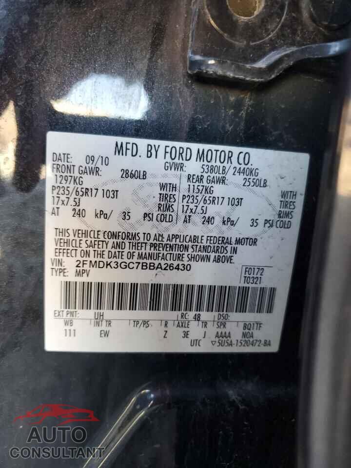 FORD EDGE 2011 - 2FMDK3GC7BBA26430