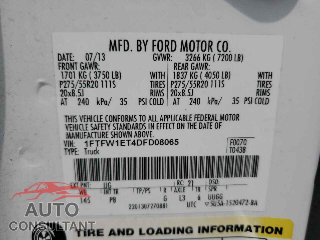 FORD F-150 2013 - 1FTFW1ET4DFD08065