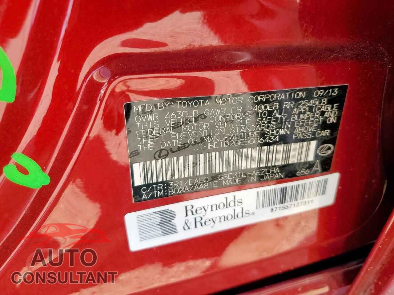 LEXUS IS 2014 - JTHBE1D20E5006434