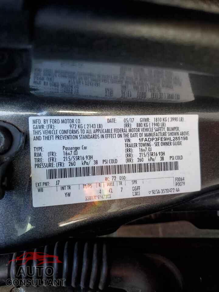 FORD FOCUS 2017 - 1FADP3FE9HL285198