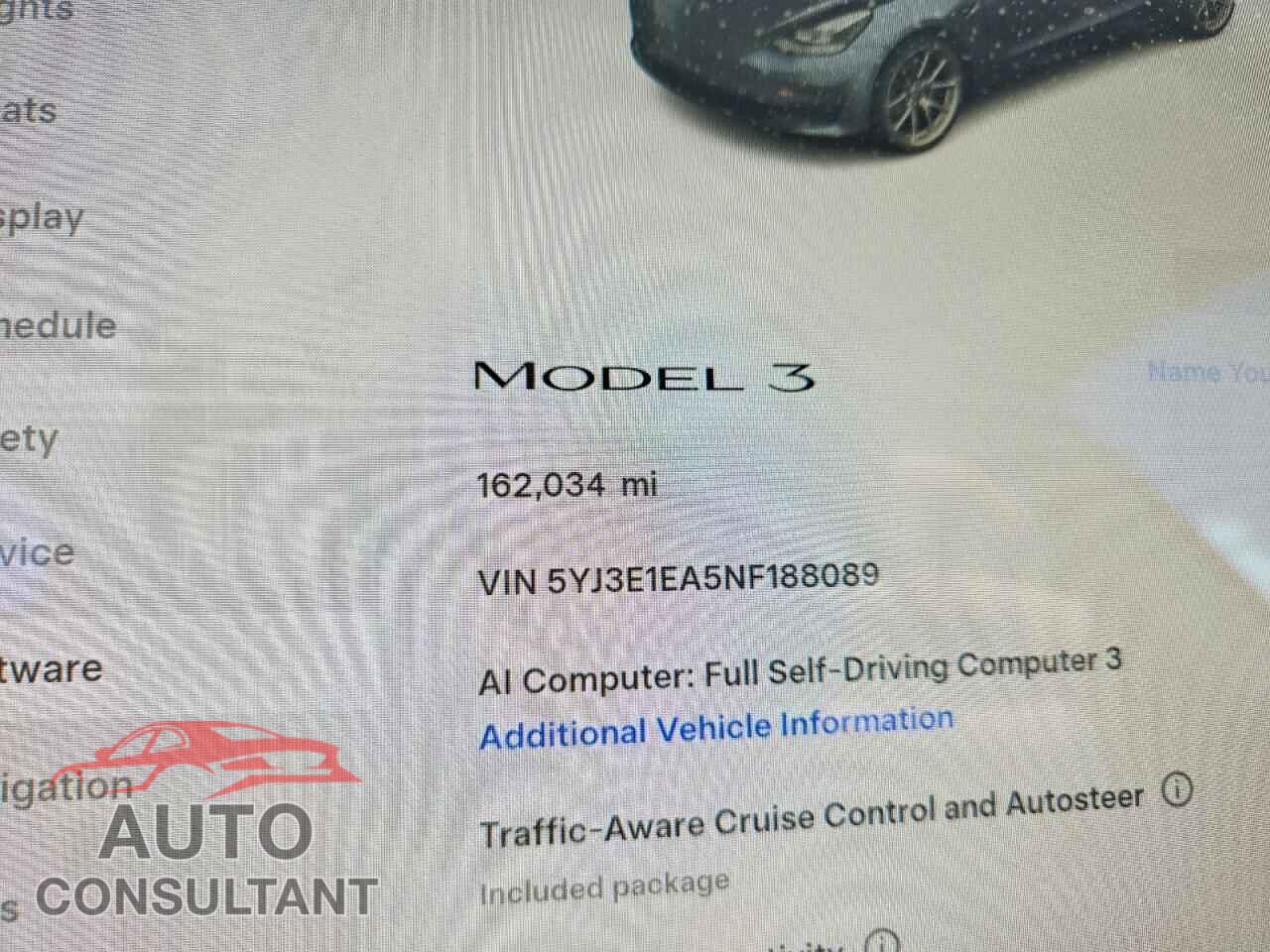 TESLA MODEL 3 2022 - 5YJ3E1EA5NF188089