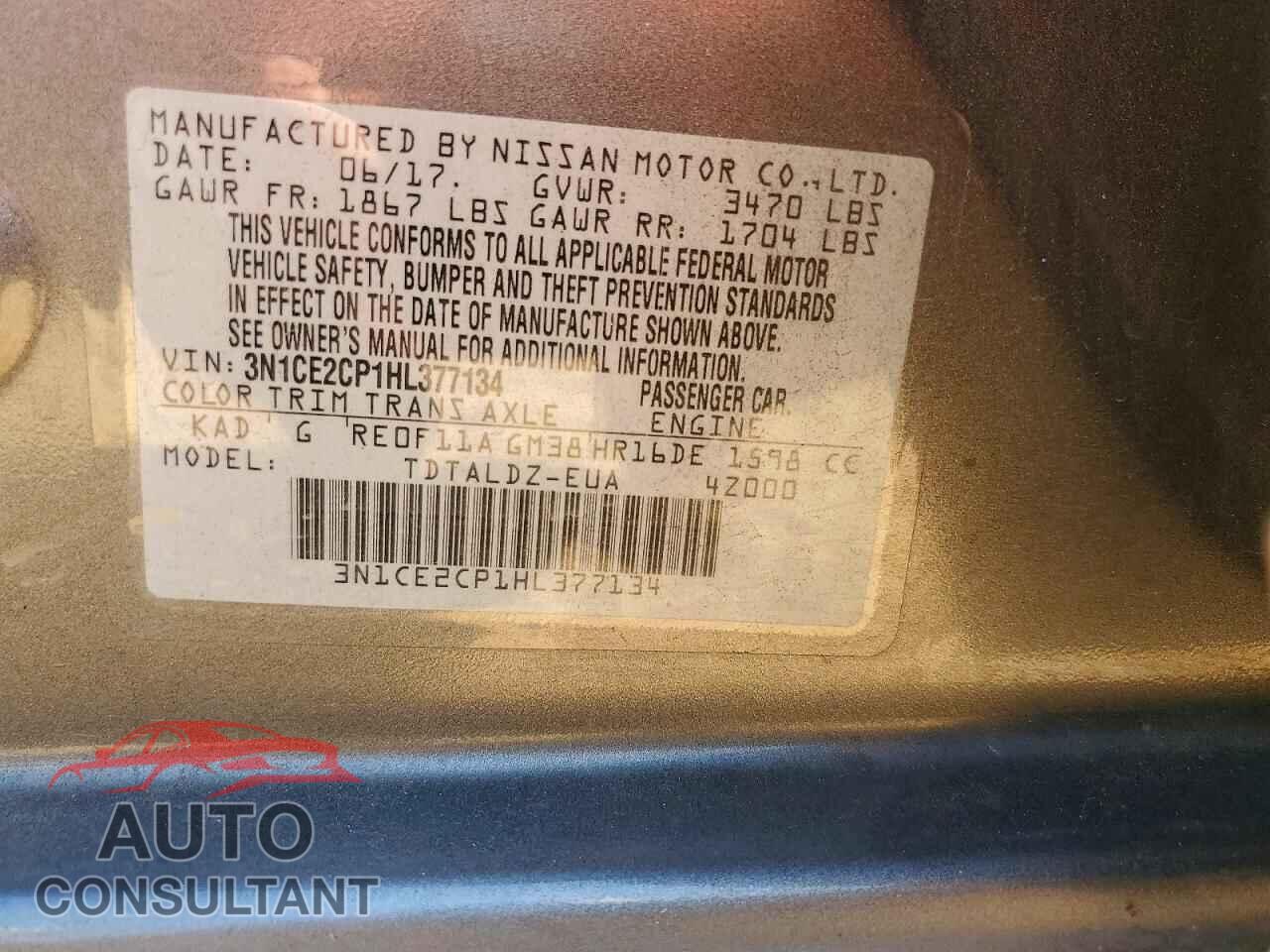 NISSAN VERSA 2017 - 3N1CE2CP1HL377134