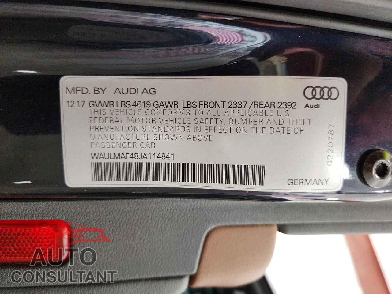 AUDI A4 2018 - WAULMAF48JA114841