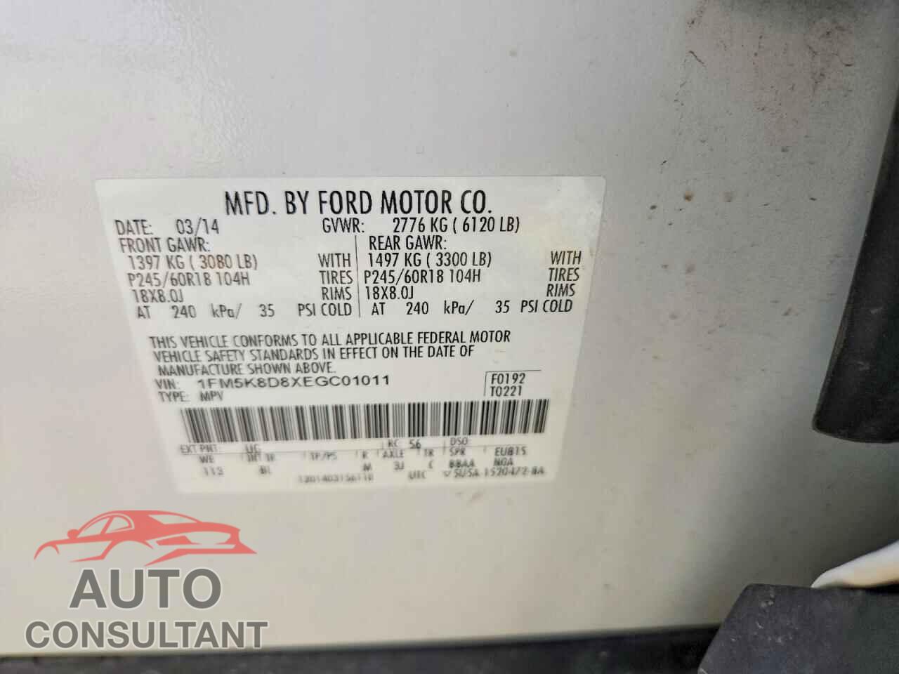 FORD EXPLORER 2014 - 1FM5K8D8XEGC01011
