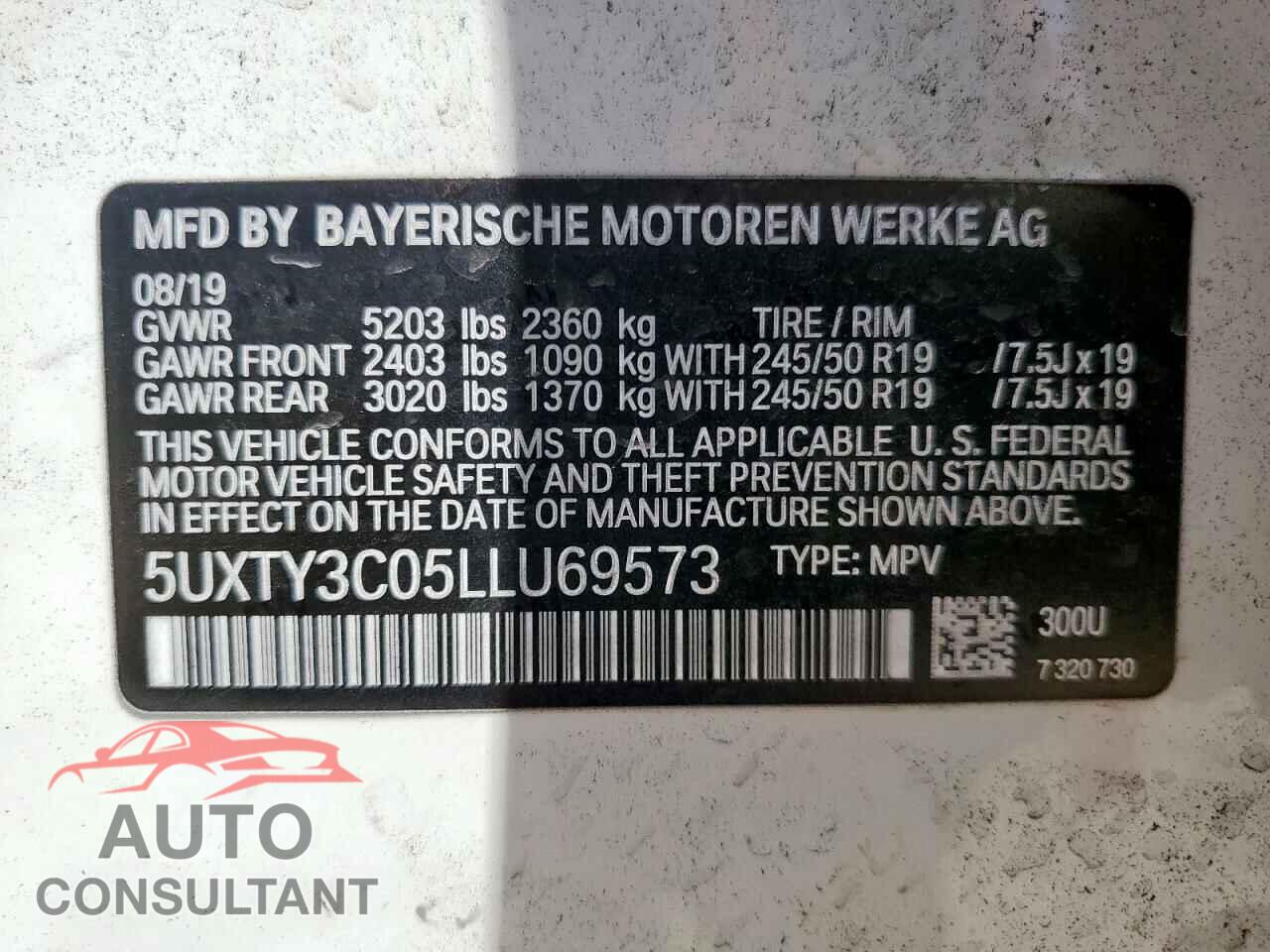 BMW X3 2020 - 5UXTY3C05LLU69573