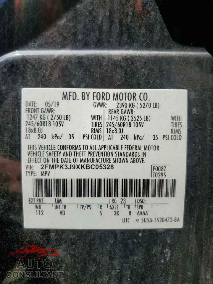 FORD EDGE 2019 - 2FMPK3J9XKBC05328