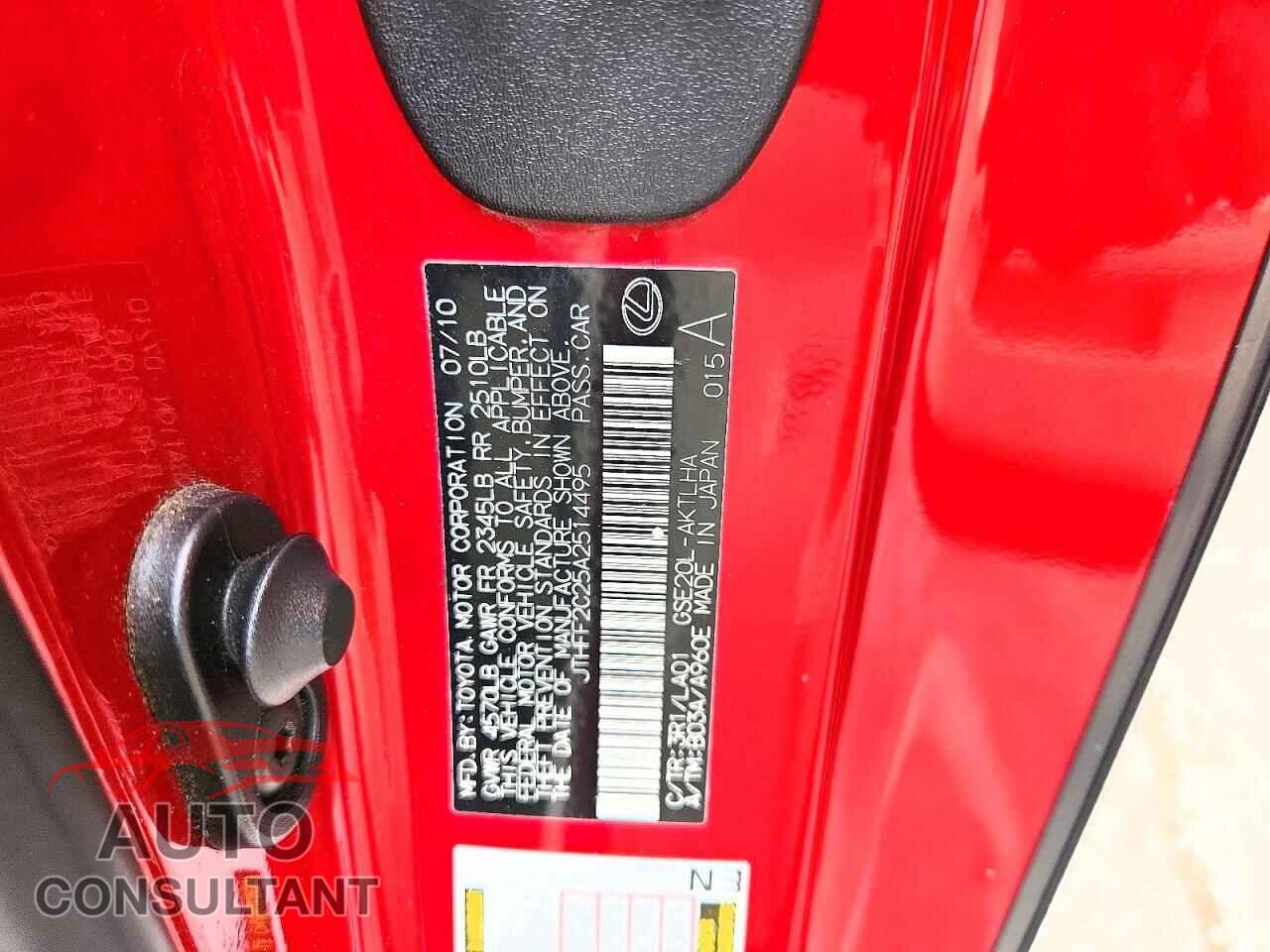 LEXUS IS 2010 - JTHFF2C25A2514495
