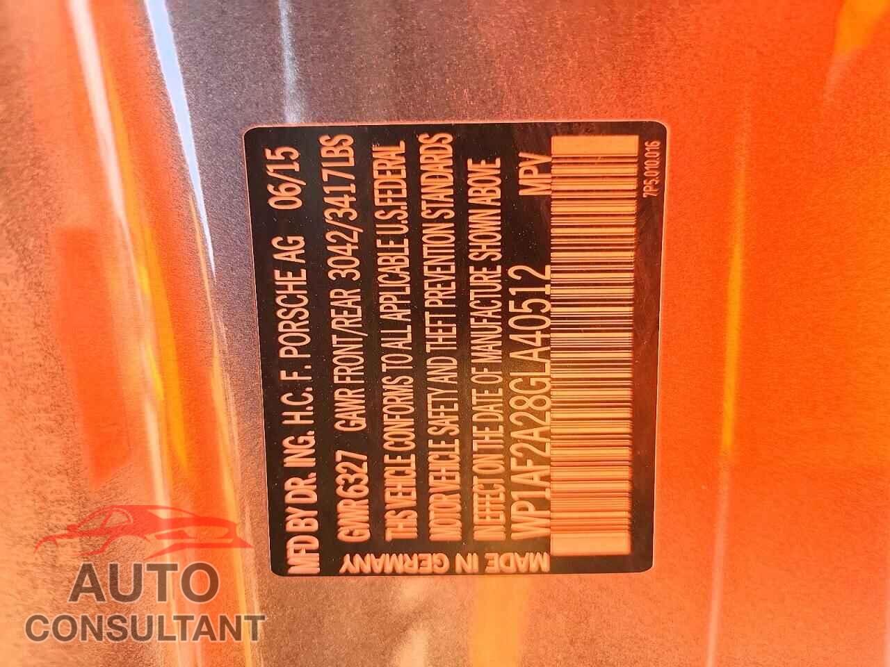 PORSCHE CAYENNE 2016 - WP1AF2A28GLA40512