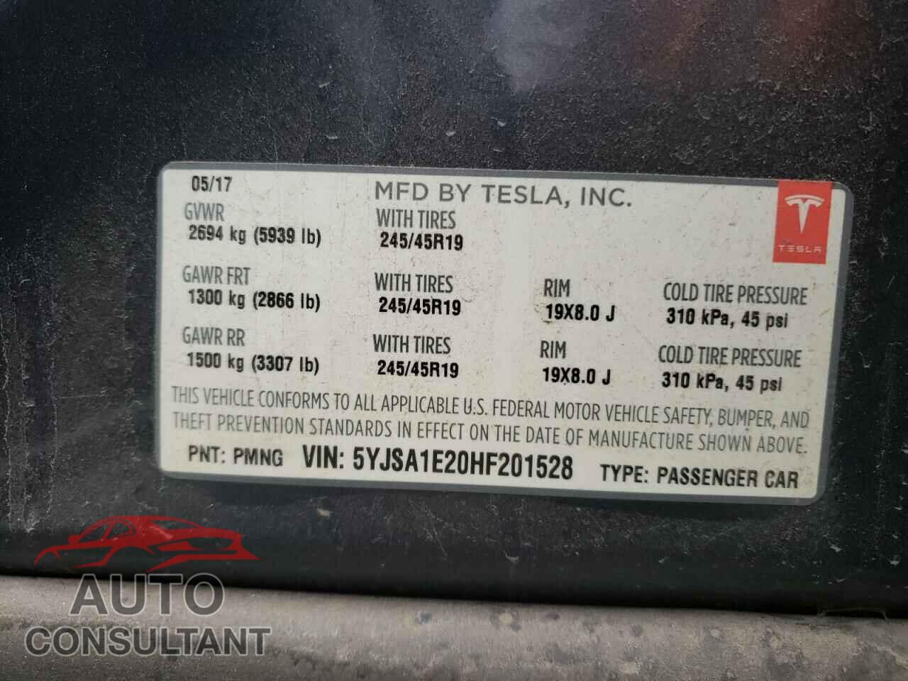 TESLA MODEL S 2017 - 5YJSA1E20HF201528