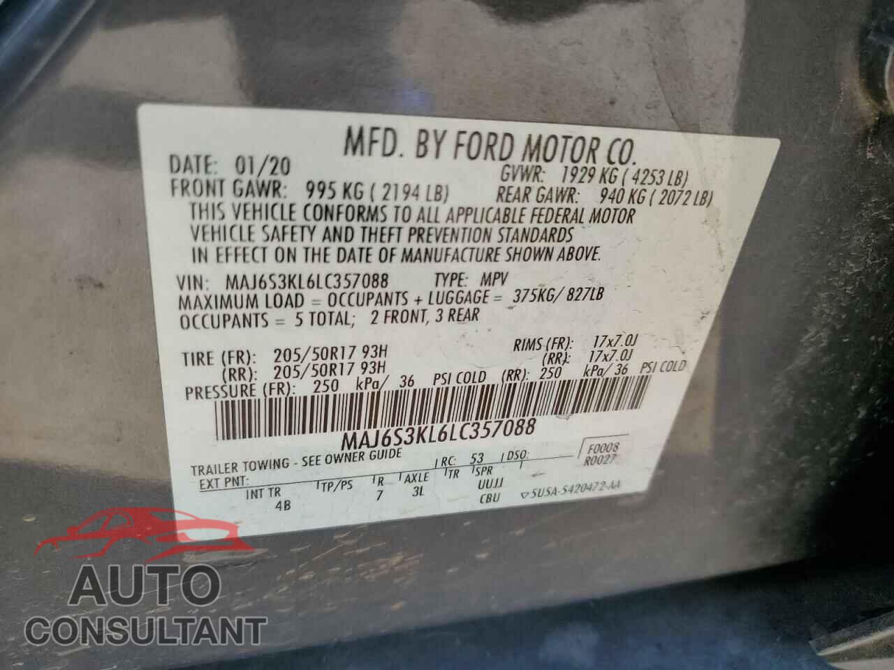 FORD ECOSPORT 2020 - MAJ6S3KL6LC357088
