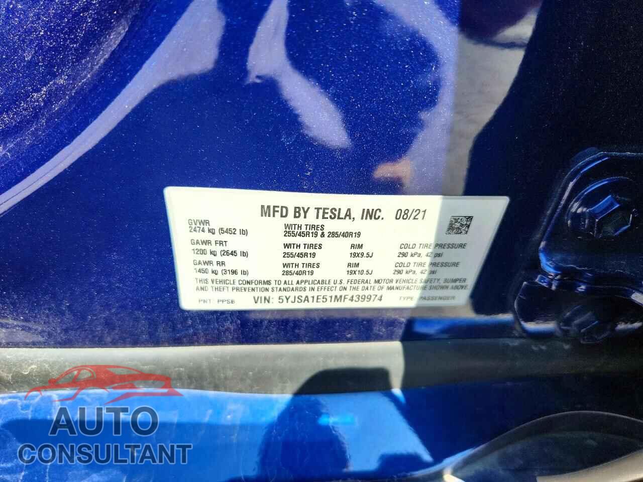 TESLA MODEL S 2021 - 5YJSA1E51MF439974