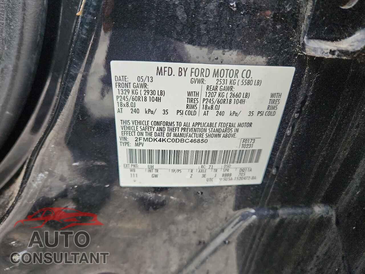 FORD EDGE 2013 - 2FMDK4KC0DBC46850