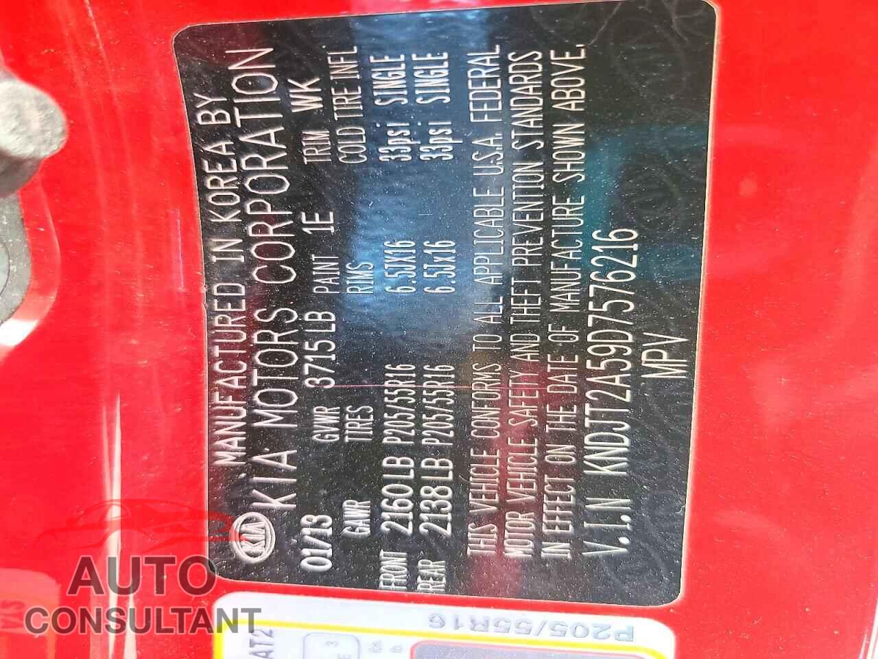 KIA SOUL 2013 - KNDJT2A59D7576216