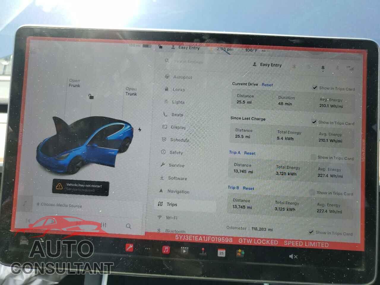 TESLA MODEL 3 2018 - 5YJ3E1EA1JF019598
