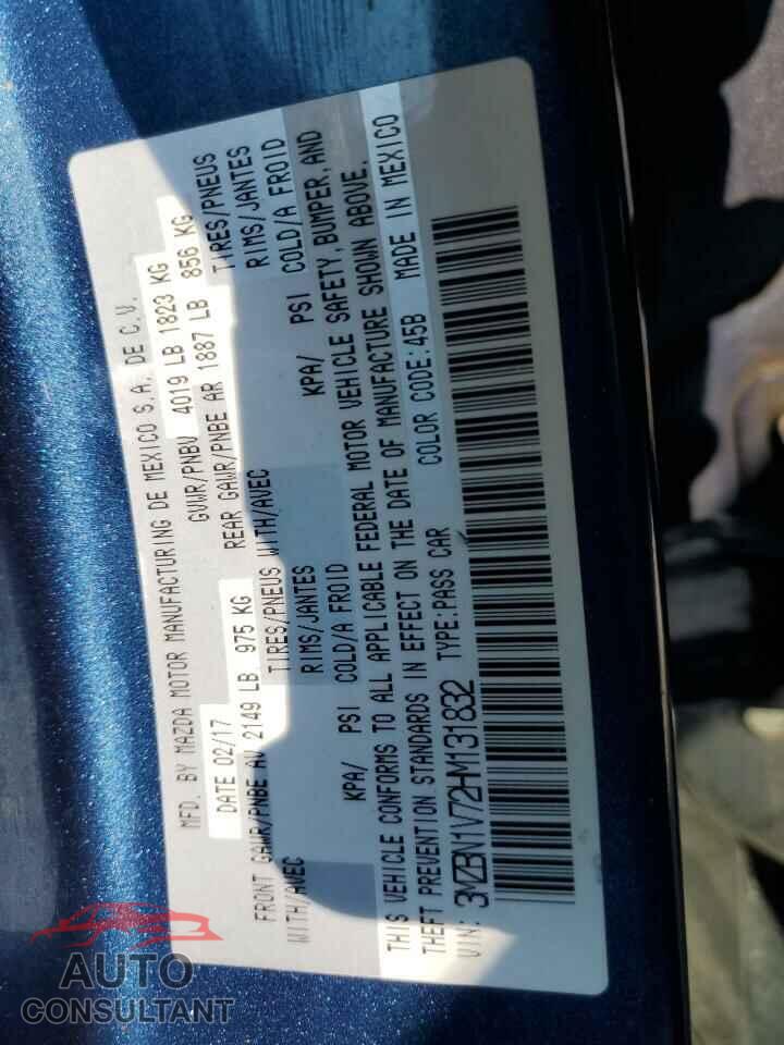 MAZDA 3 2017 - 3MZBN1V72HM131832
