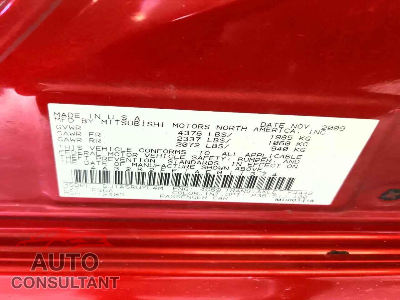 MITSUBISHI GALANT 2010 - 4A32B2FF1AE011374