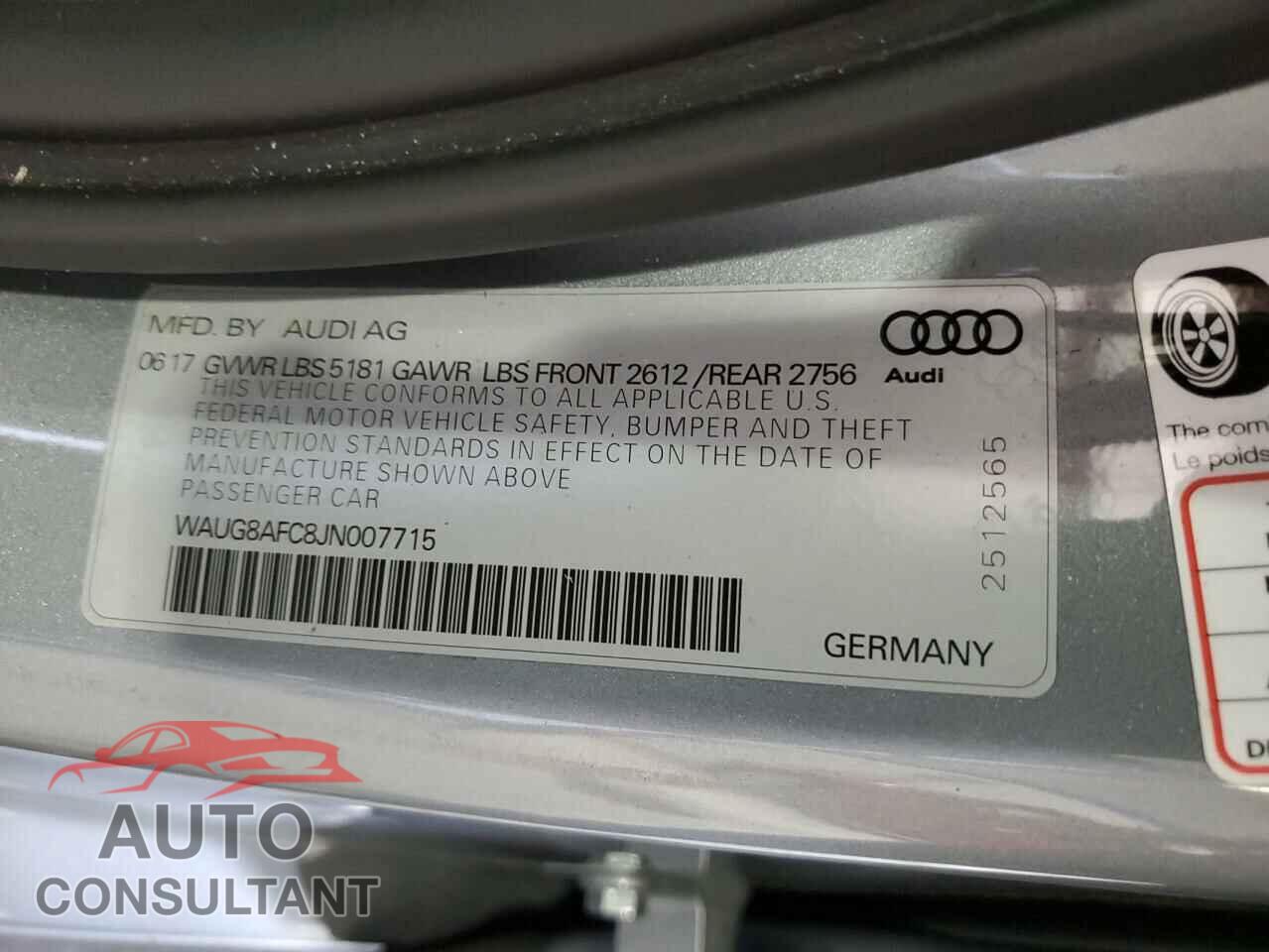 AUDI A6 2018 - WAUG8AFC8JN007715