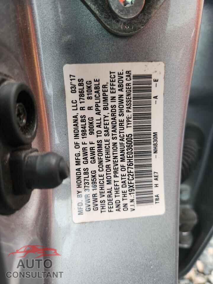 HONDA CIVIC 2017 - 19XFC2F76HE036005