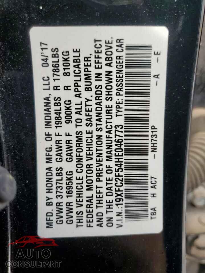 HONDA CIVIC 2017 - 19XFC2F54HE046773