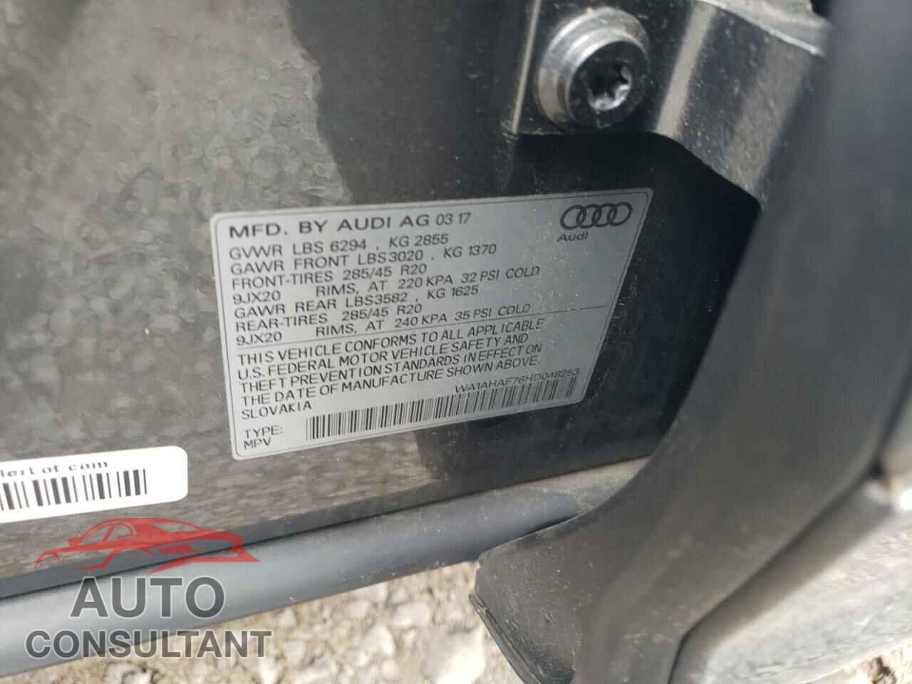 AUDI Q7 2017 - WA1AHAF76HD048253