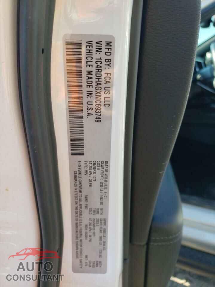 DODGE DURANGO 2021 - 1C4RDHAGXMC693749