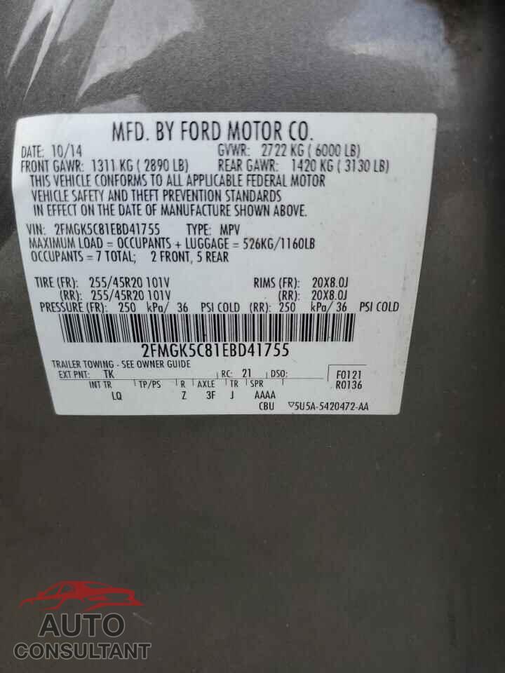 FORD FLEX 2014 - 2FMGK5C81EBD41755