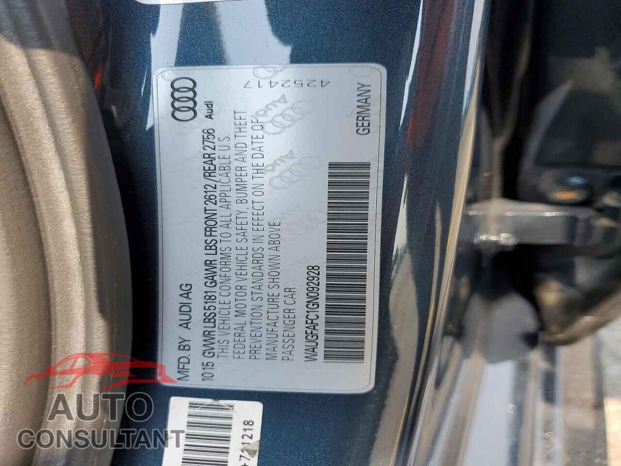 AUDI A6 2016 - WAUGFAFC1GN092928