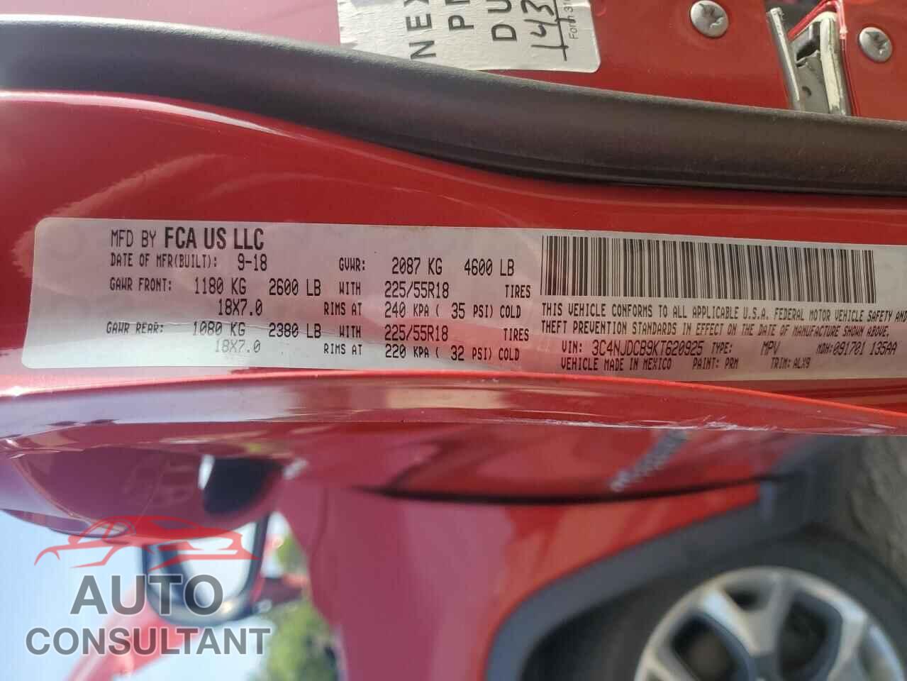 JEEP COMPASS 2019 - 3C4NJDCB9KT620925