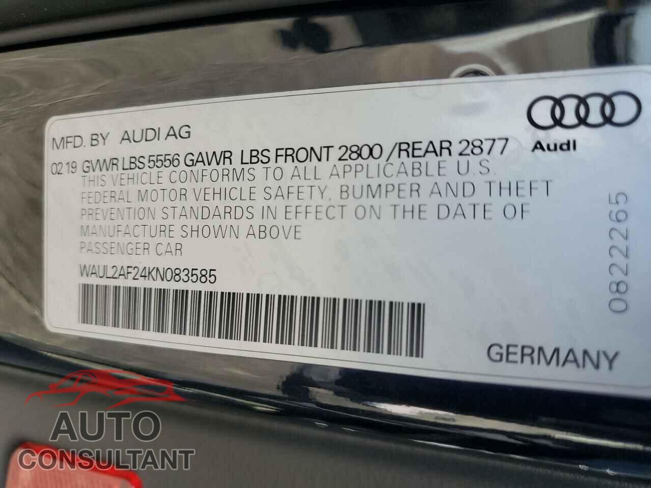 AUDI A6 2019 - WAUL2AF24KN083585