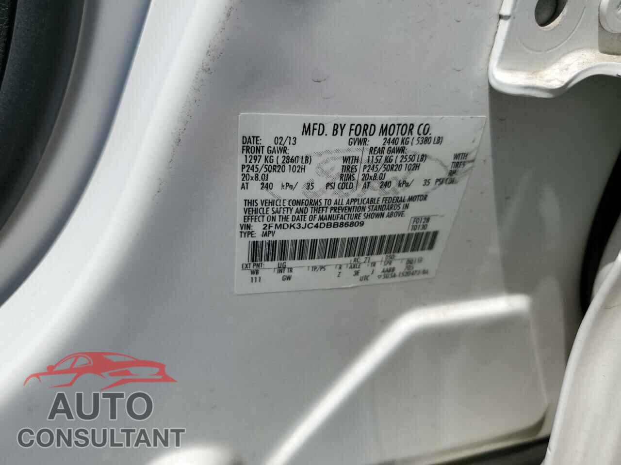 FORD EDGE 2013 - 2FMDK3JC4DBB86809