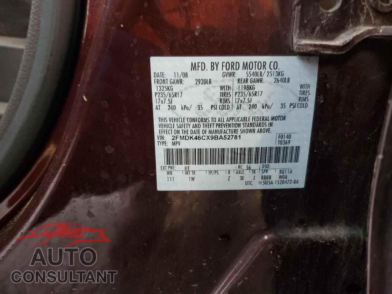 FORD EDGE 2009 - 2FMDK46CX9BA52781