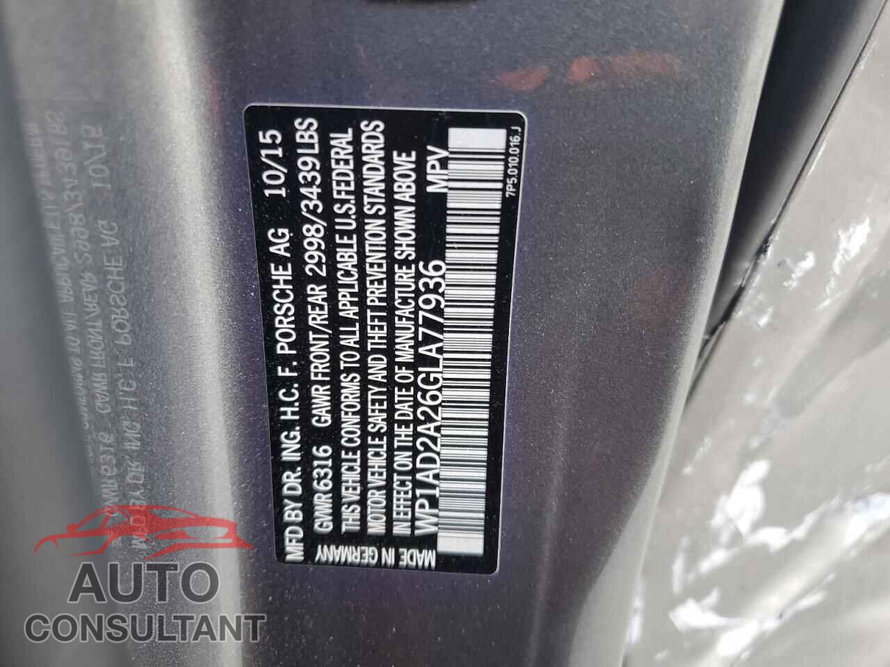 PORSCHE CAYENNE 2016 - WP1AD2A26GLA77936
